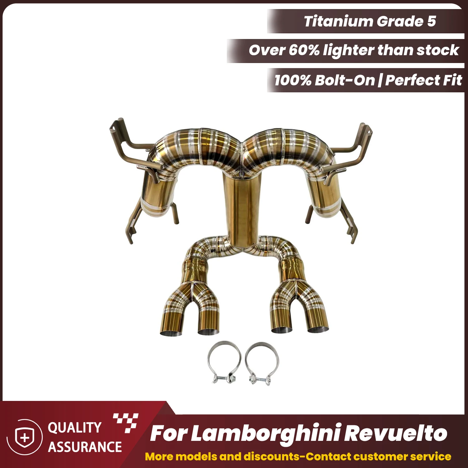 Lightweight Straight Pipe Valveless Catback Exhaust ECCF Titanium For Lamborghini Revuelto Race Inspired Gold Finish
Lightweight Straight Pipe Valveless Catback Exhaust ECCF Titanium For Lamborghini Revuelto Race Inspired Gold Finish
