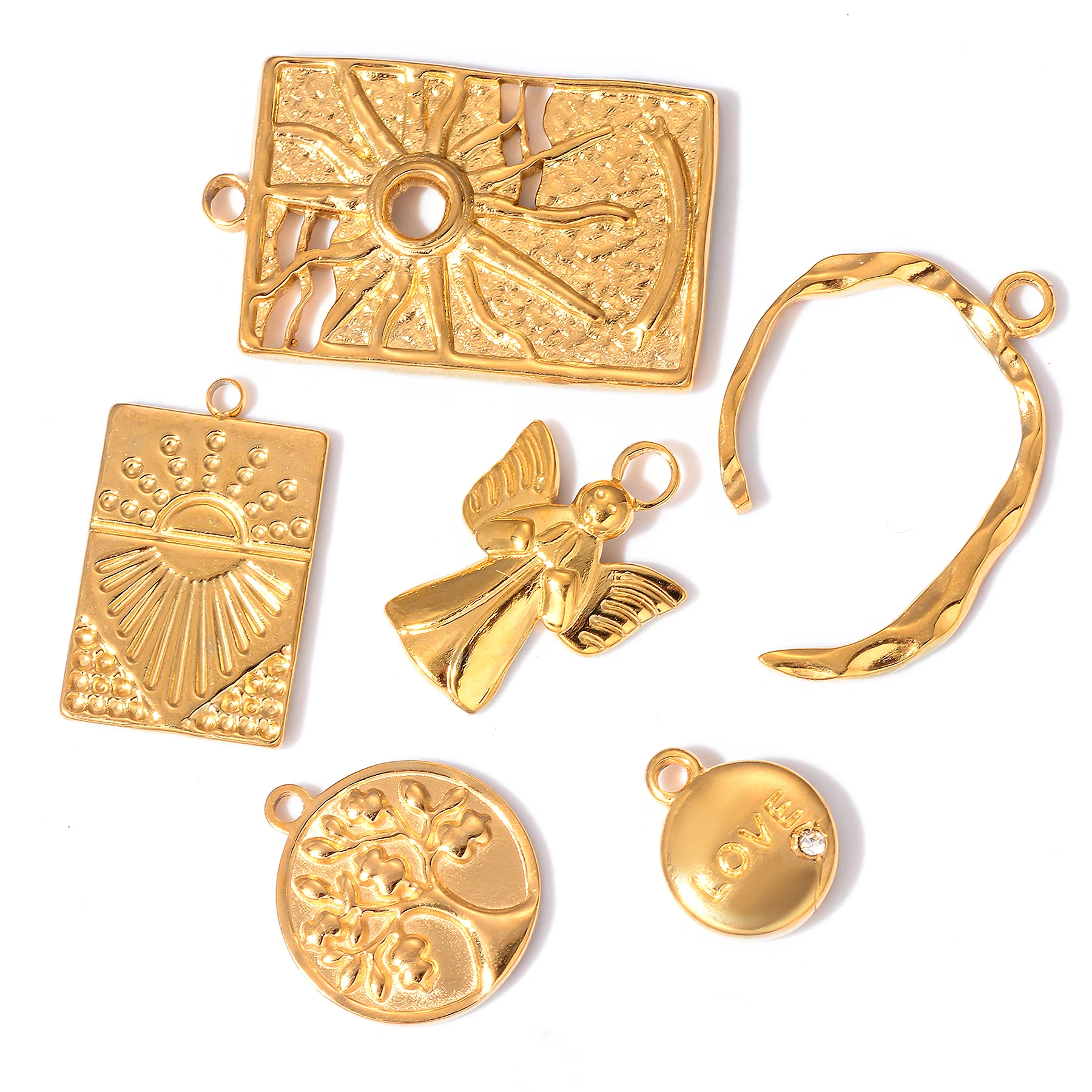 6pcs/lot Stainless Steel PVD Gold Plated Angel Moon Star Charm Pendant For DIY Finding Accessories
6pcs/lot Stainless Steel PVD Gold Plated Angel Moon Star Charm Pendant For DIY Finding Accessories