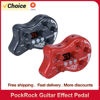 Ammoon PockRock 기타 멀티 이펙트 프로세서 이펙트 페달, 기타 액세서리용 기타 페달, 15 가지 이펙트 유형, 40 드럼 리듬