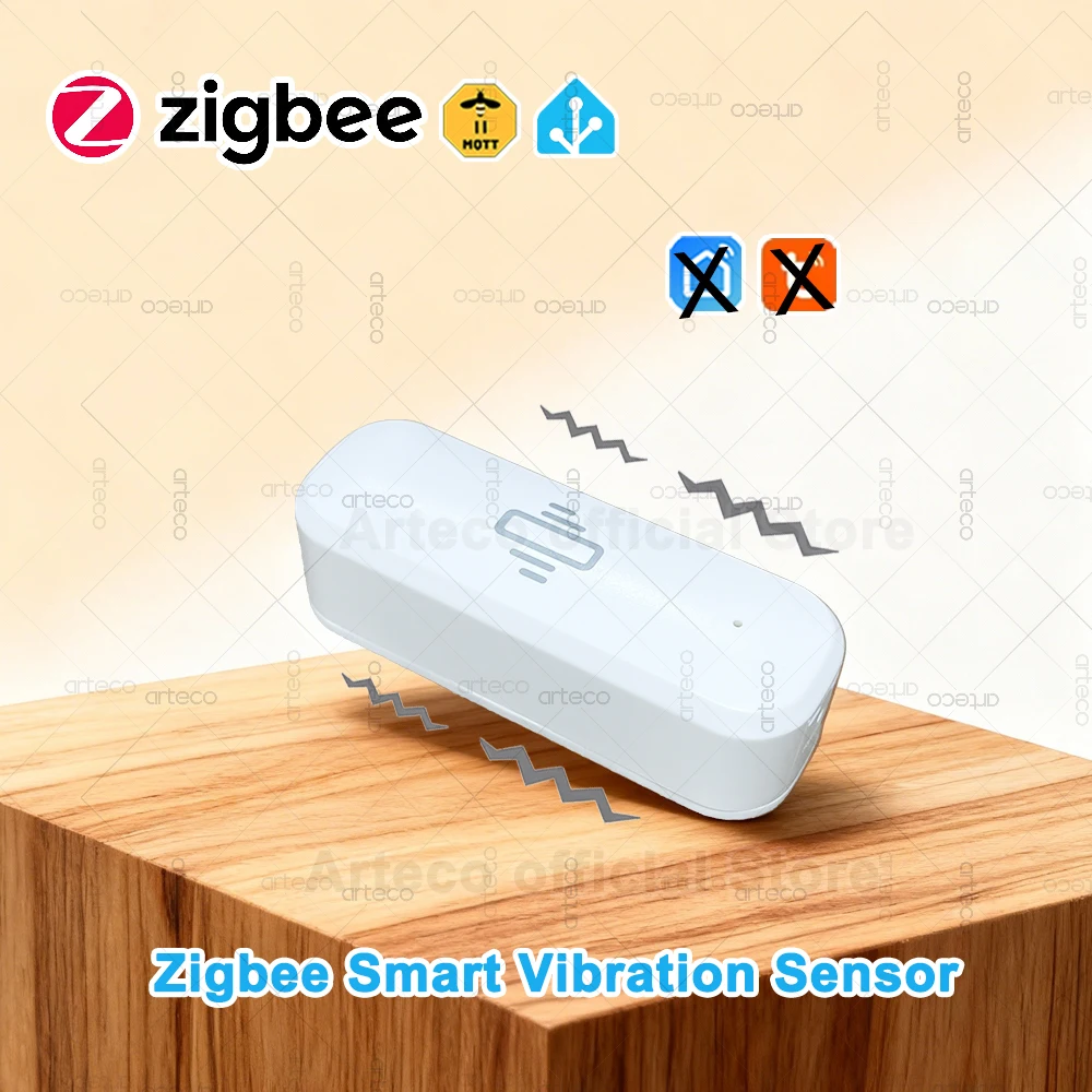 ZigBee Smart Vibration Sensor Real Time Vibration Monitor Sensor Security Protection Compatible With Zigbee2MQTT Home Assistant