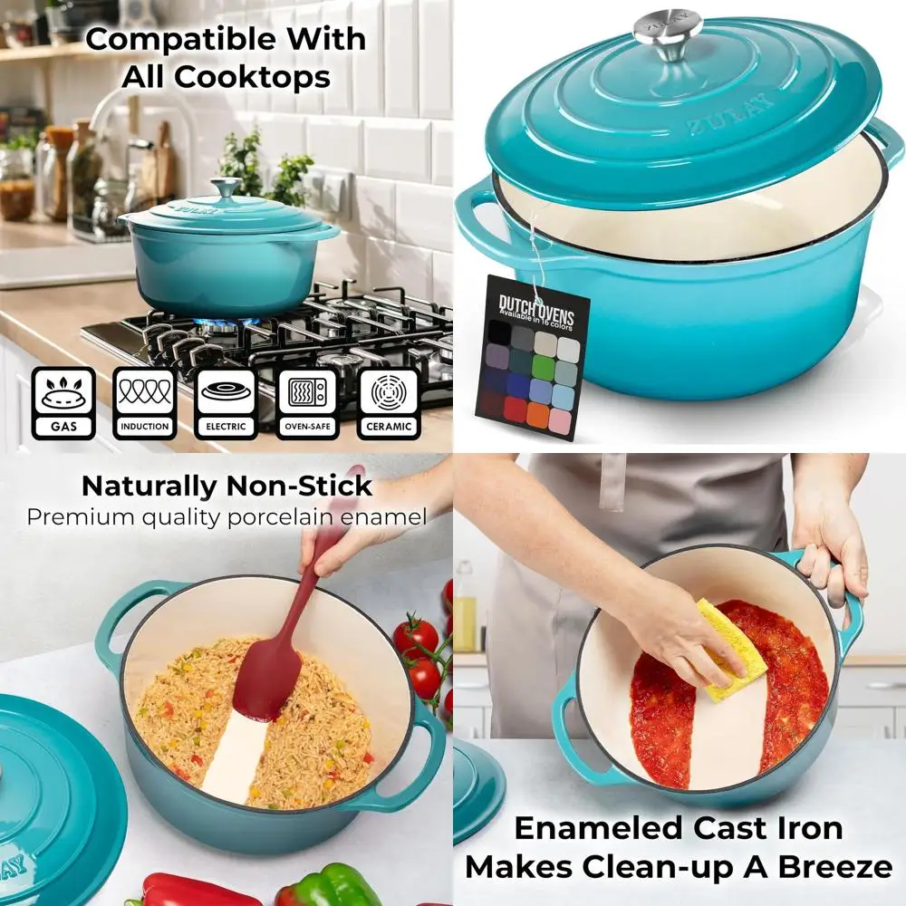 Enameled Cast Iron Dutch Oven, 5 Quart, Oven Safe to 500°F, Ideal for Baking, Stews, Braising & Roasting, Light Blue
Enameled Cast Iron Dutch Oven, 5 Quart, Oven Safe to 500°F, Ideal for Baking, Stews, Braising & Roasting, Light Blue