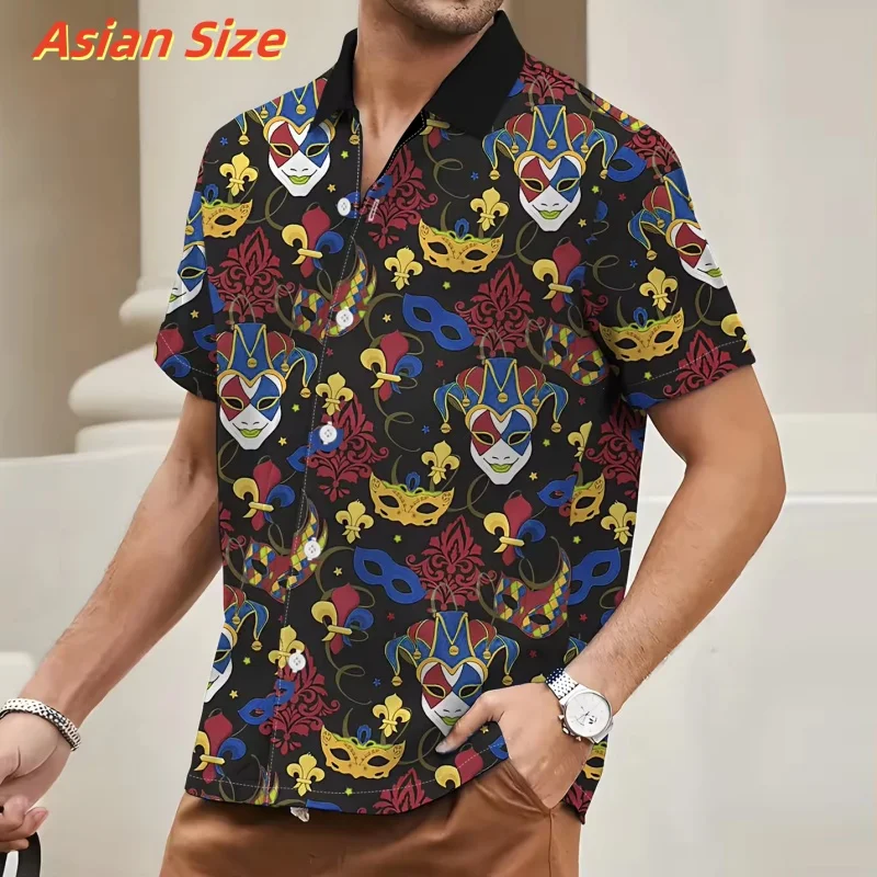 Circus Mask Pattern Hawaiian Shirt For Men Funny Colorful 3D Printed Short Sleeves Summer Aloha Shirts Lapel Blouses Tops
Circus Mask Pattern Hawaiian Shirt For Men Funny Colorful 3D Printed Short Sleeves Summer Aloha Shirts Lapel Blouses Tops