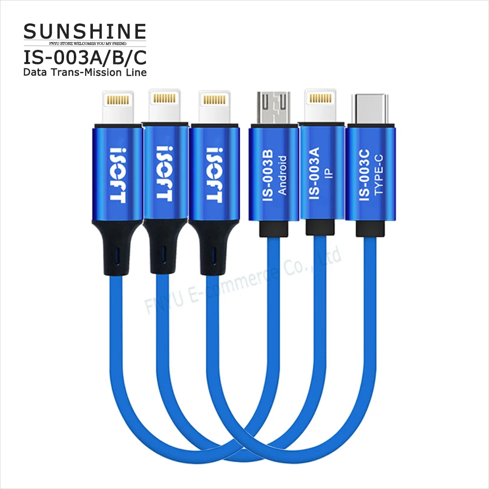 Data line SUNSHINE ISOFT IS-003A IS-003B IS-003C Apple to Apple/Android/C head data transmission cable
Data line SUNSHINE ISOFT IS-003A IS-003B IS-003C Apple to Apple/Android/C head data transmission cable
