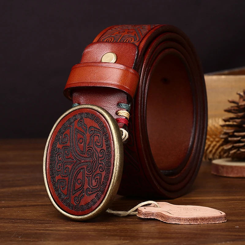 3.8CM High Quality Genuine Leather Belt Luxury Smooth Buckle Belts Pure Cowskin Retro Laser Engraving Strap Male Jeans for Man
3.8CM High Quality Genuine Leather Belt Luxury Smooth Buckle Belts Pure Cowskin Retro Laser Engraving Strap Male Jeans for Man