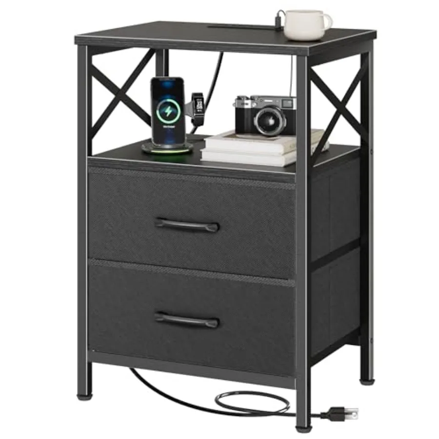 Night Stand with Charger Station 2 Drawer Nightstand with Open Shelf Bed Side Table with USB-C Port End Table Compact Size for
Night Stand with Charger Station 2 Drawer Nightstand with Open Shelf Bed Side Table with USB-C Port End Table Compact Size for