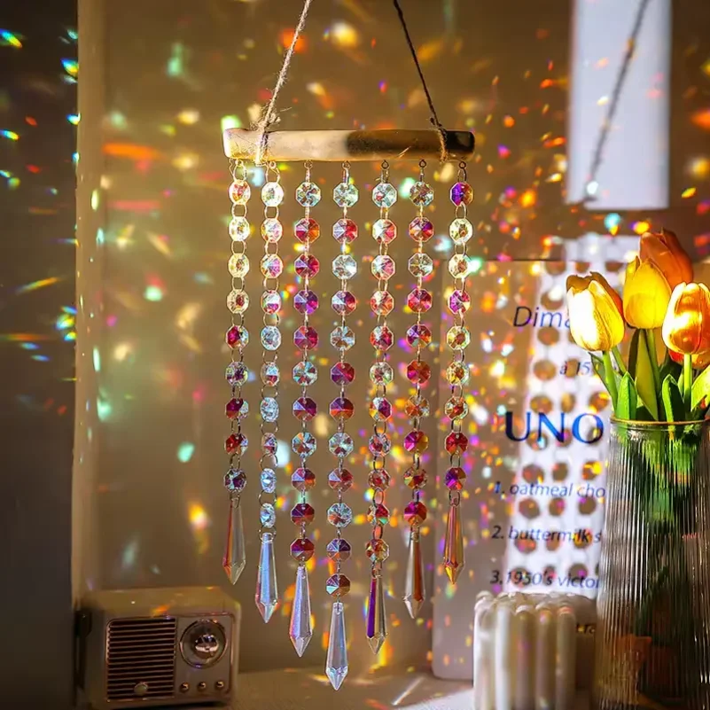 Sun Symphony Crystal Wind Chime Pendant Bedroom Window Rainbow Pendant Fantasy Light and Shadow Sun Catcher Decoration Gift
Sun Symphony Crystal Wind Chime Pendant Bedroom Window Rainbow Pendant Fantasy Light and Shadow Sun Catcher Decoration Gift