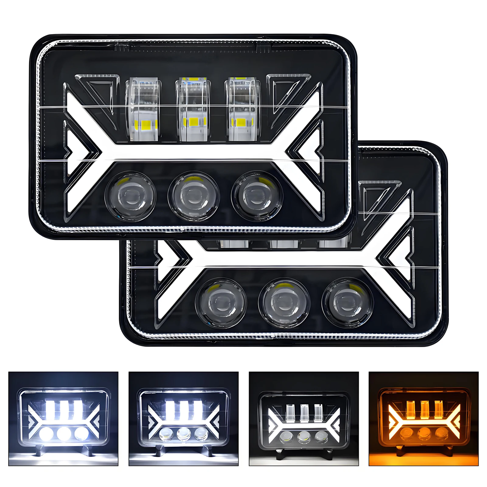 2PCS 5 Inch LED Headlights, 4x6'' Rectangular LED Headlights with High Low Beam DRL Turn Signal for Cars, Trucks, Off-Road Vehic
2PCS 5 Inch LED Headlights, 4x6'' Rectangular LED Headlights with High Low Beam DRL Turn Signal for Cars, Trucks, Off-Road Vehic