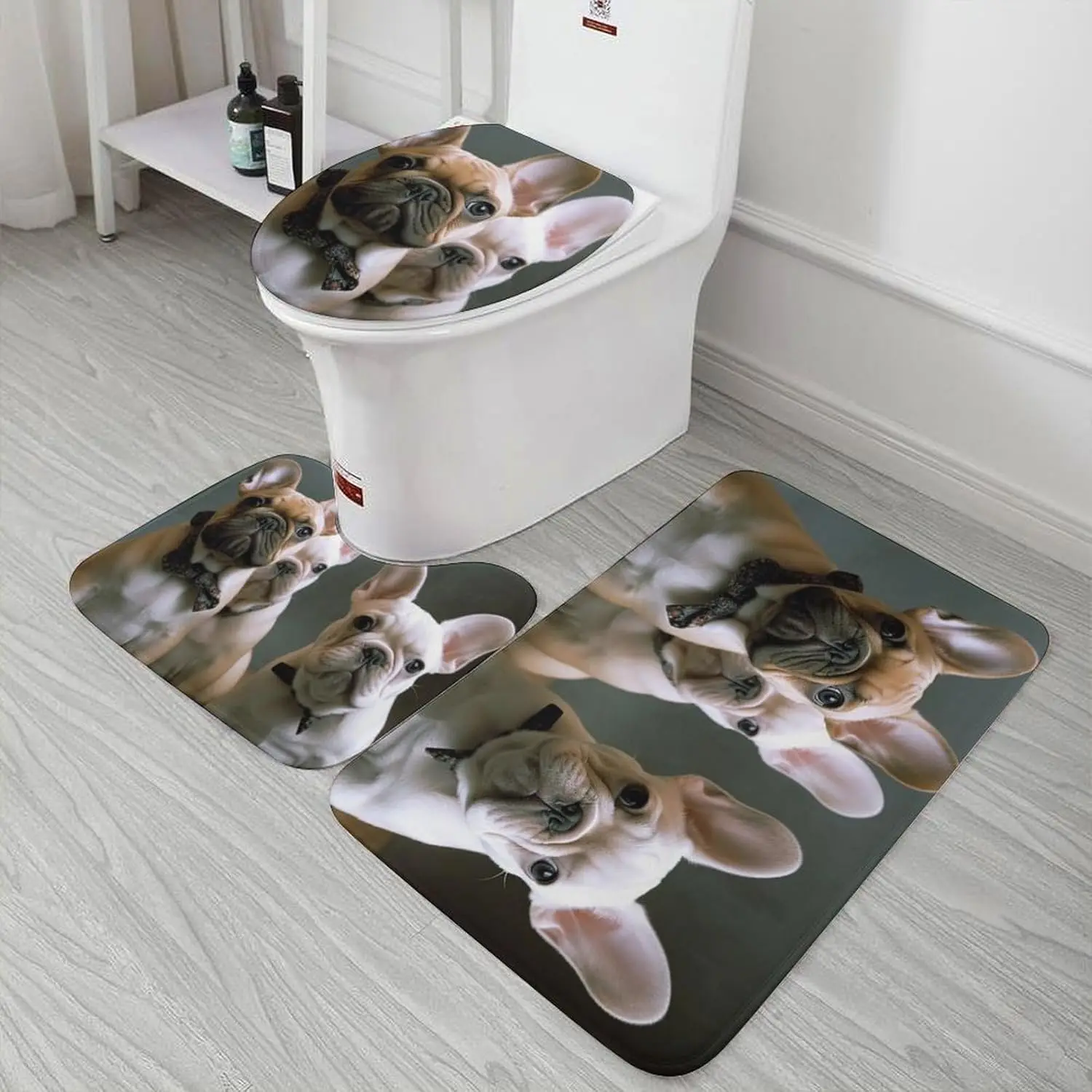 3-х предметный набор ковриков для ванной, нескользящий впитывающий коврик для ванной, контурный коврик с крышкой для унитаза, мягкие напольные коврики для щенков французского бульдога для
3-х предметный набор ковриков для ванной, нескользящий впитывающий коврик для ванной, контурный коврик с крышкой для унитаза, мягкие напольные коврики для щенков французского бульдога для