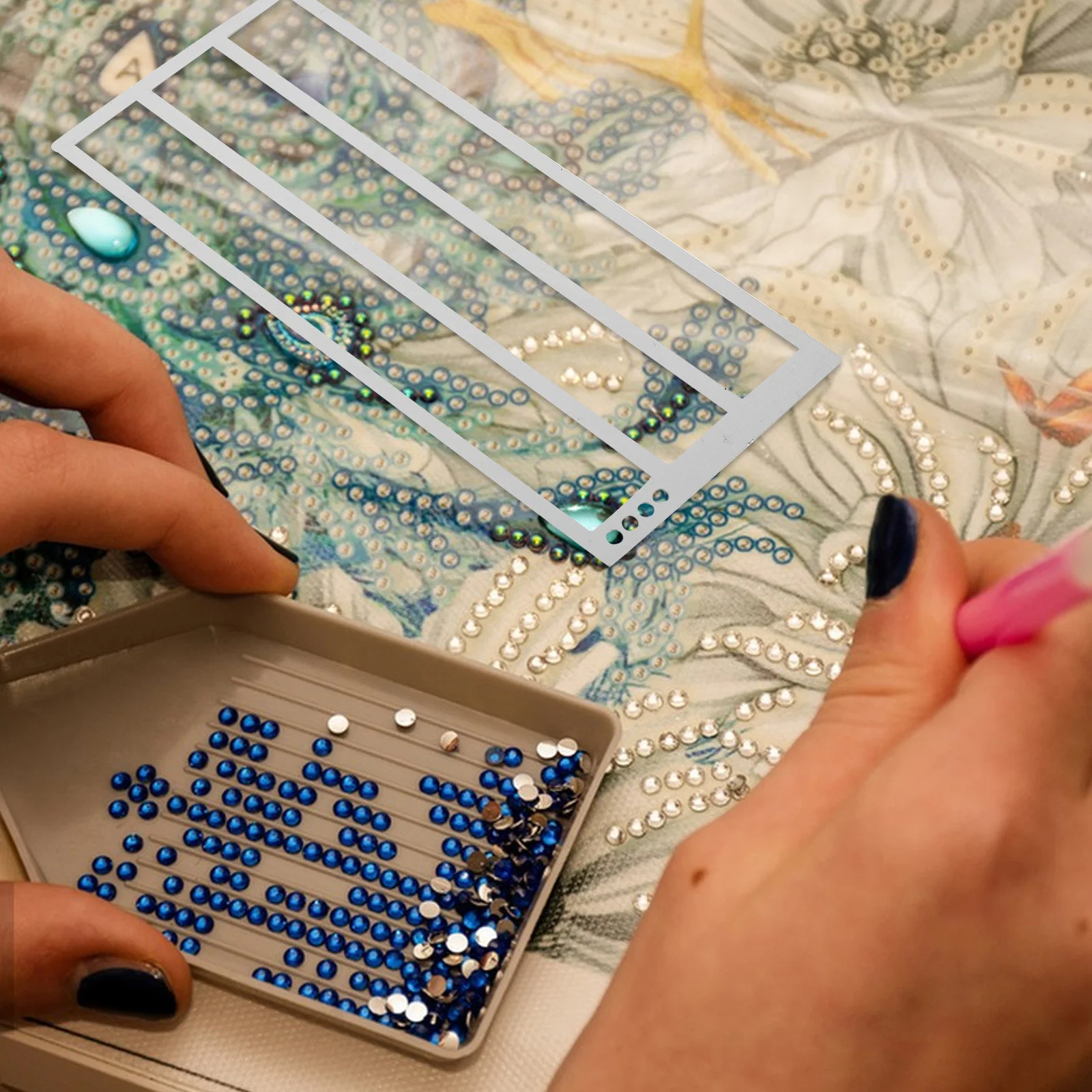 4Pcs Diamond Art Ruler Stainless Steel Precision Alignment Tool for DIY Painting Projects Rhinestone Dot Placement Straight Edge