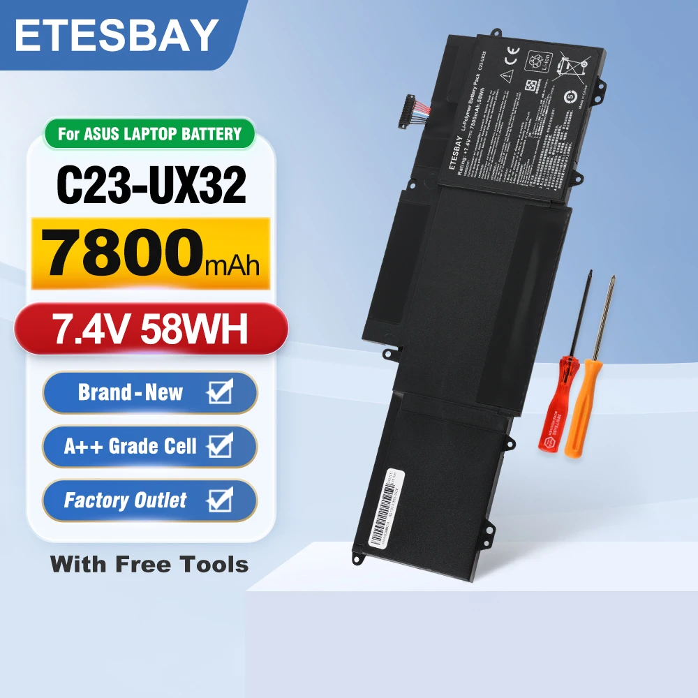 ETESBAY C23-UX32 Laptop Battery For ASUS VivoBook U38N U38N-C4004H ZenBook UX32 UX32V UX32A UX32VD 7.4V 48WH
ETESBAY C23-UX32 Laptop Battery For ASUS VivoBook U38N U38N-C4004H ZenBook UX32 UX32V UX32A UX32VD 7.4V 48WH