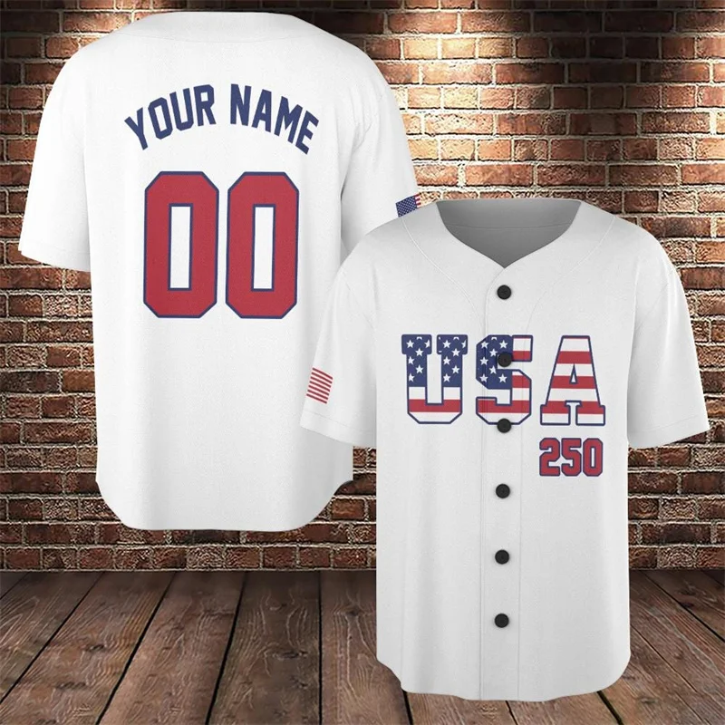 Custom USA 250th Anniversary Baseball Jersey Personalized Name Number Patriotic Print Short Sleeve Independence Day Casual Tops
Custom USA 250th Anniversary Baseball Jersey Personalized Name Number Patriotic Print Short Sleeve Independence Day Casual Tops
