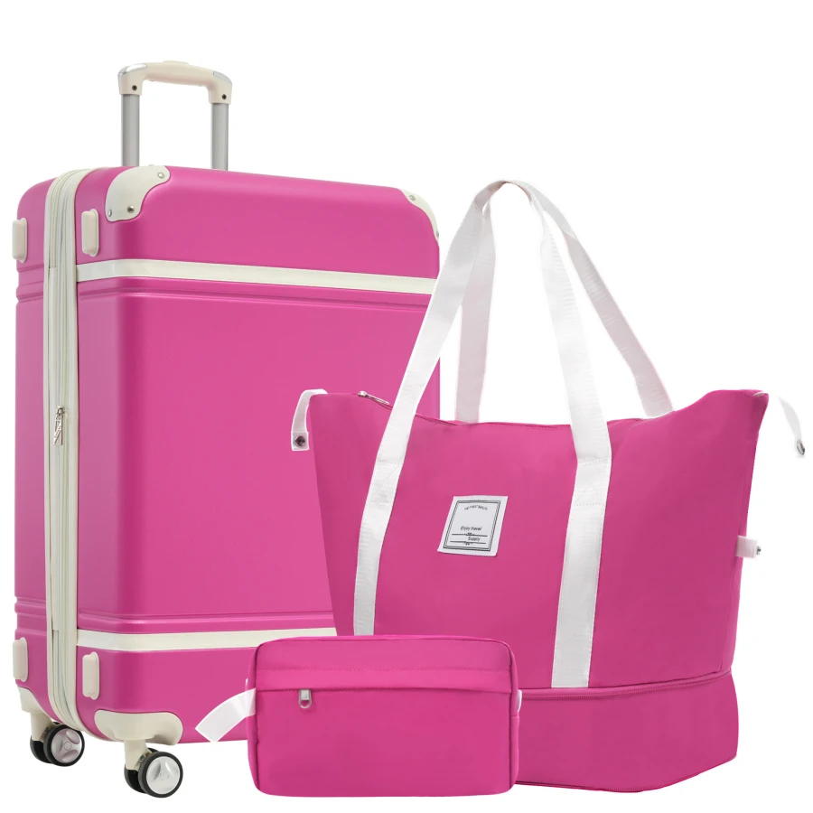 Hardshell luggage sets for travel: lightweight pink vintage-style 24-inch suitcase with double spinner wheels, TSA lock, and ma
Hardshell luggage sets for travel: lightweight pink vintage-style 24-inch suitcase with double spinner wheels, TSA lock, and ma