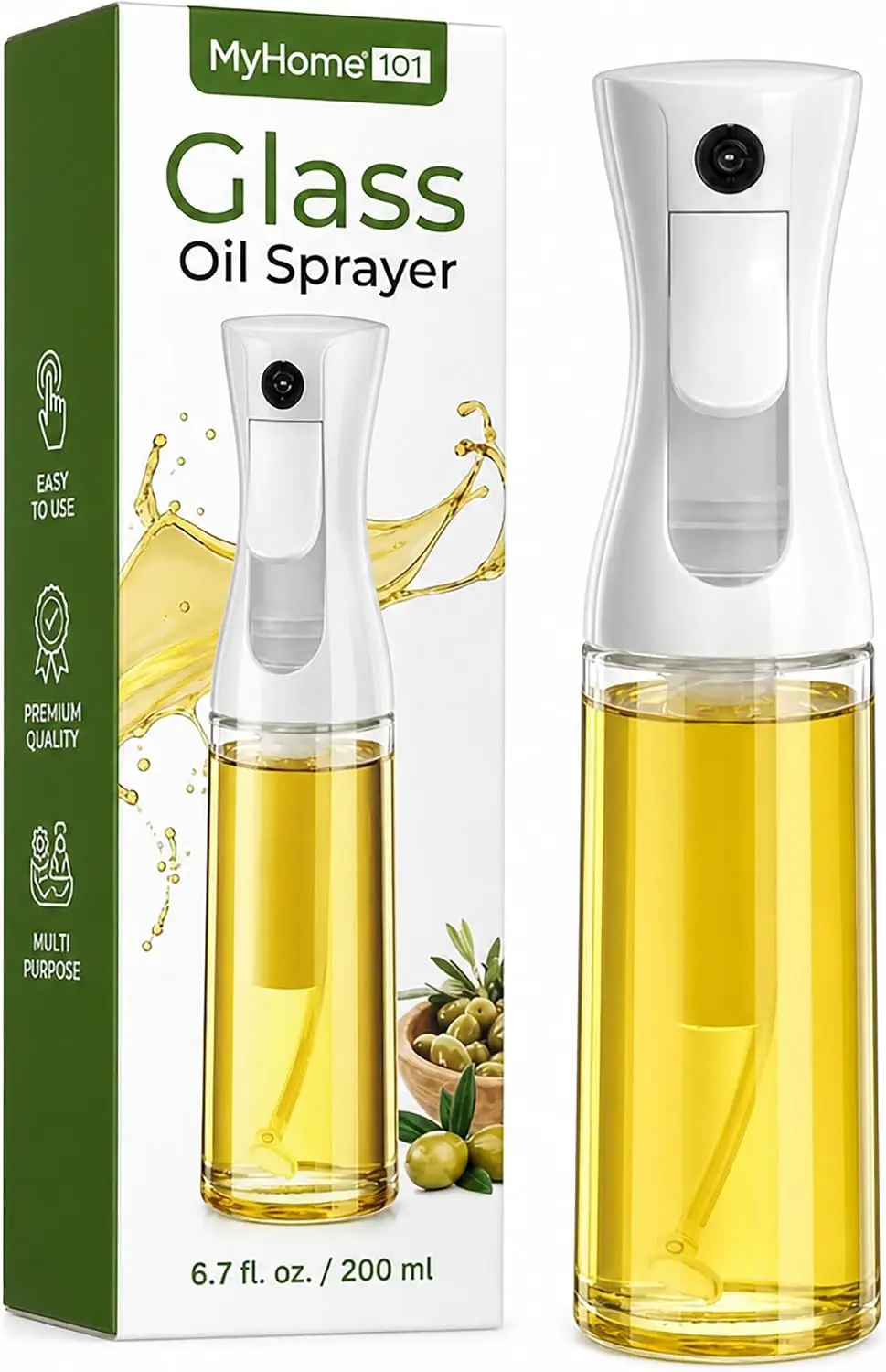 Oil Sprayer for Cooking - Glass Bottle Spray - 6.7 fl.oz | Fine Mist Mister for Air Fryer, Salad & BBQ Refillable Oil Dispenser for Healthy Meal Prep & Kitchen Organization
Oil Sprayer for Cooking - Glass Bottle Spray - 6.7 fl.oz | Fine Mist Mister for Air Fryer, Salad & BBQ Refillable Oil Dispenser for Healthy Meal Prep & Kitchen Organization