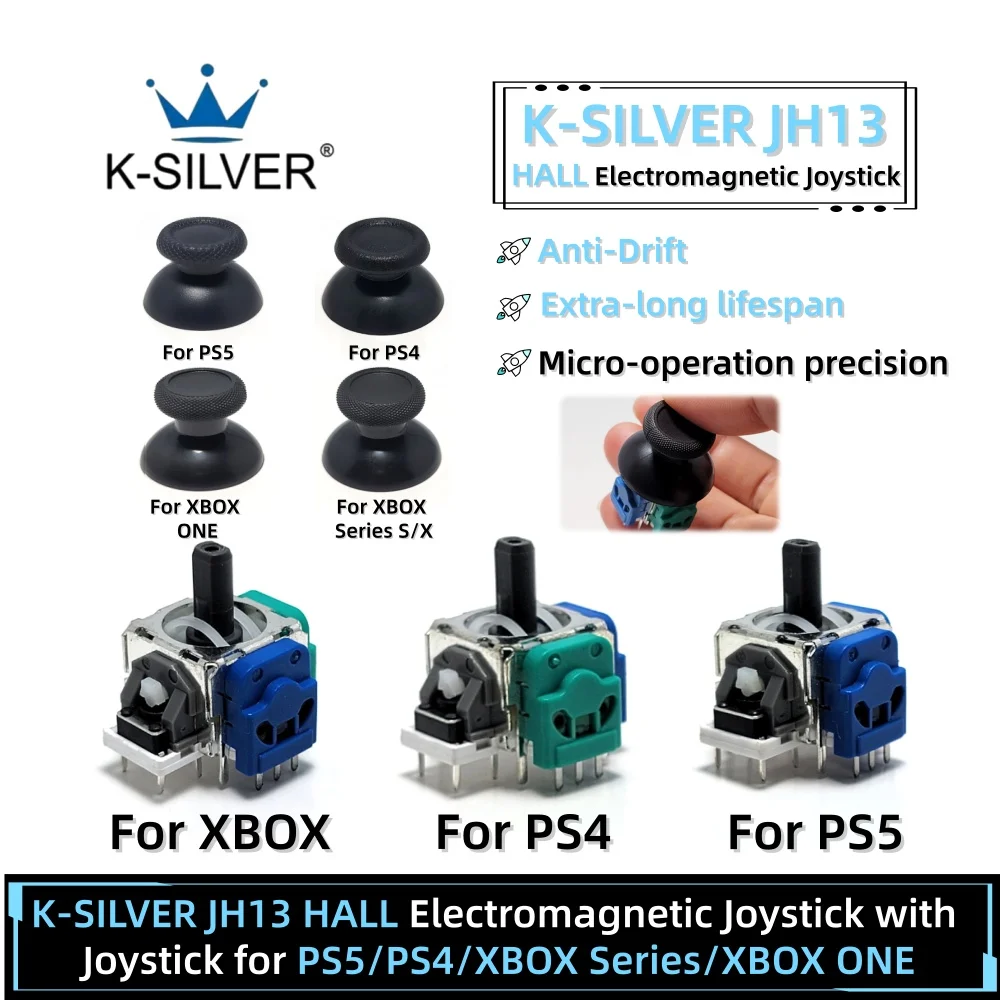 2/10PCS K-SILVER JH13 Hall Electromagnetic Joystick with Cap for PS5/PS4/Xbox Controller Thumb Stick No-Drift 3D Analog Sensor
2/10PCS K-SILVER JH13 Hall Electromagnetic Joystick with Cap for PS5/PS4/Xbox Controller Thumb Stick No-Drift 3D Analog Sensor
