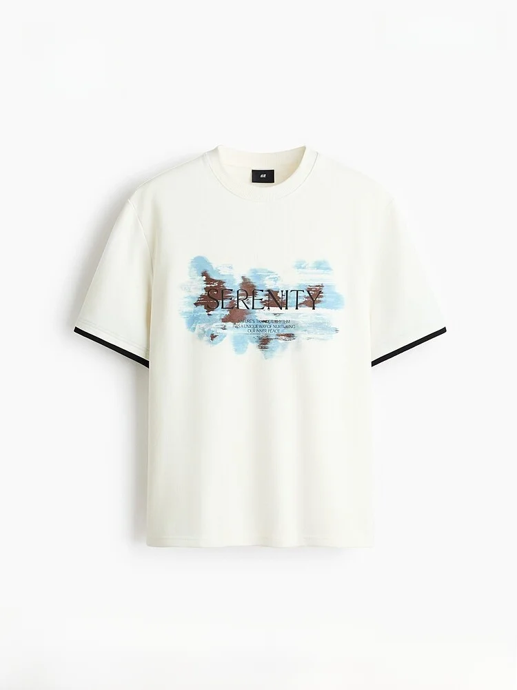 H&M ex Loose Fit Printed ort Sve T-irt Casual Sle Polyester Cotton Blend Spring 2026 Faion Trend
H&M ex Loose Fit Printed ort Sve T-irt Casual Sle Polyester Cotton Blend Spring 2026 Faion Trend