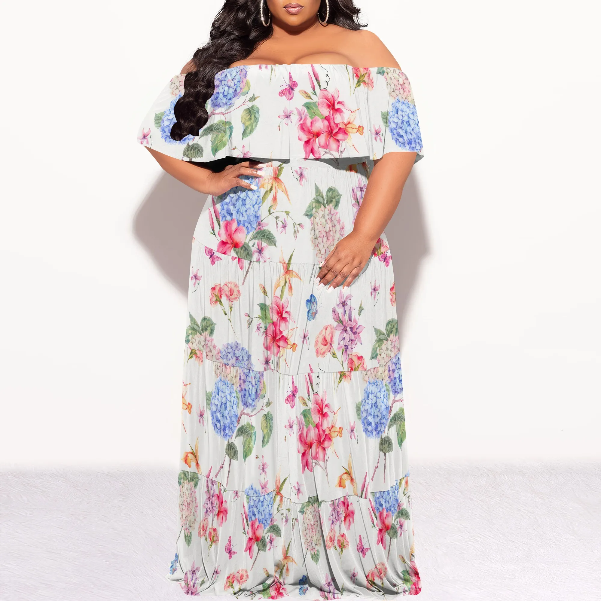 Plus Size Off Shoulder Floral Long Dress Summer Beach Elegant Maxi Dress for Women Garden Picnic Look
Plus Size Off Shoulder Floral Long Dress Summer Beach Elegant Maxi Dress for Women Garden Picnic Look