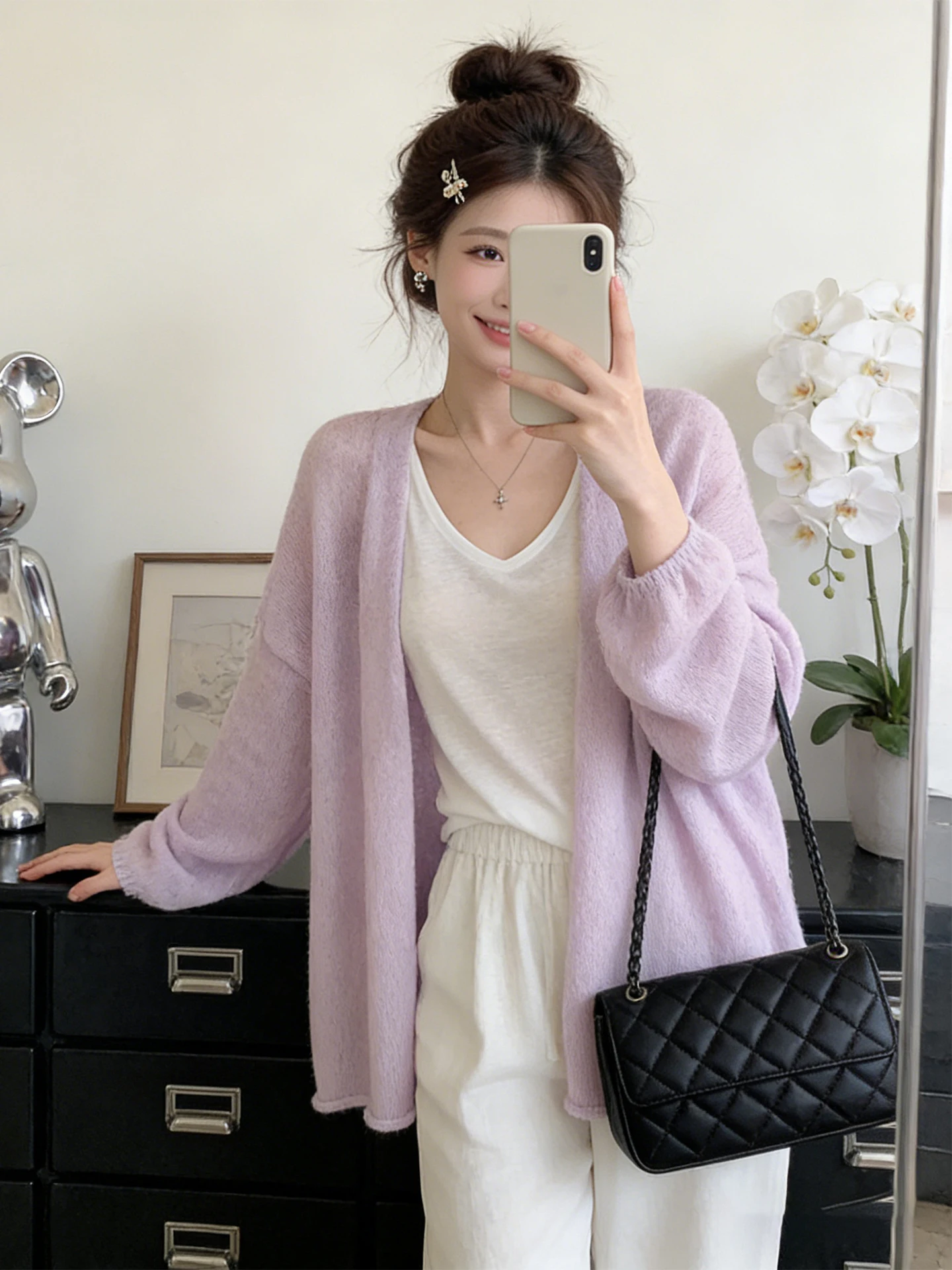 Ladies Soft Lazy Style Purple Knitted Open Cardigan Long Sleeve Loose Ice Silk Thin Sun Protection Outerwear Summer Top
Ladies Soft Lazy Style Purple Knitted Open Cardigan Long Sleeve Loose Ice Silk Thin Sun Protection Outerwear Summer Top