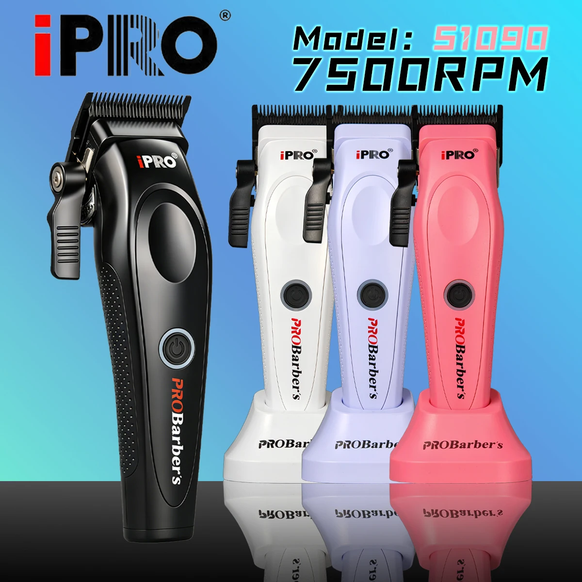 S1090 IPRO Professional Electric Hair Clipper 7500RPM with Base DLC Fade Blade 2500mAh Hair Trimmer Salon for Men Barber Shop
S1090 IPRO Professional Electric Hair Clipper 7500RPM with Base DLC Fade Blade 2500mAh Hair Trimmer Salon for Men Barber Shop