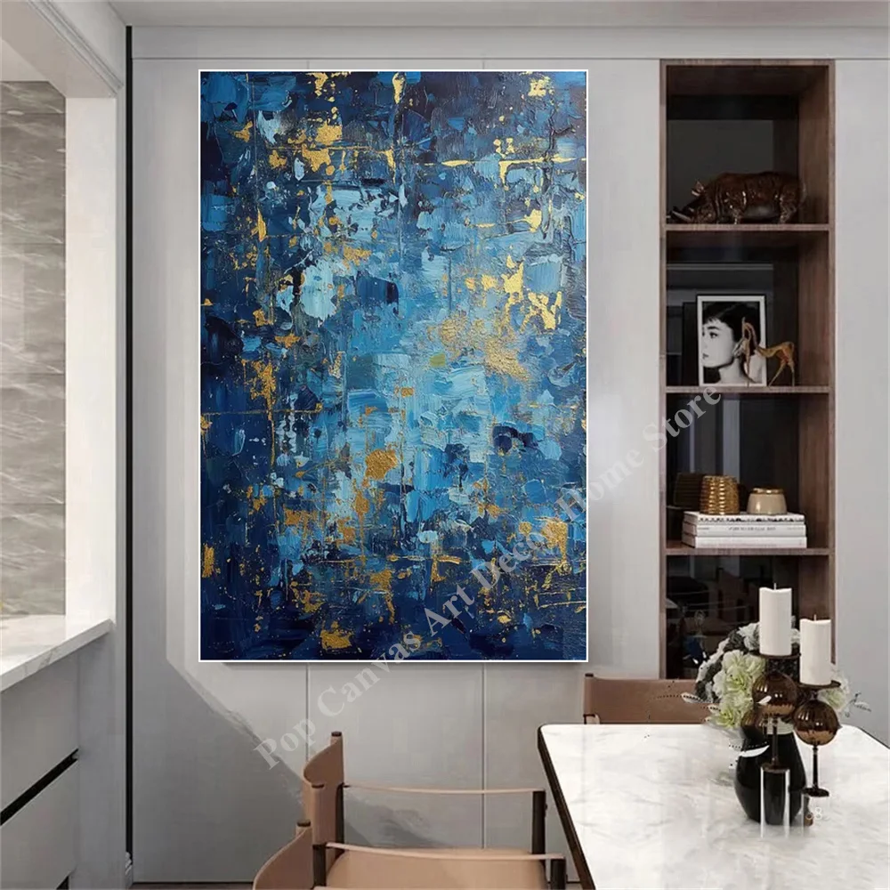 Hand-Painted Abstract Blue Gold Foil Oil Painting 3D Textured Canvas Wall Art Modern Minimalist Home Decor
Hand-Painted Abstract Blue Gold Foil Oil Painting 3D Textured Canvas Wall Art Modern Minimalist Home Decor