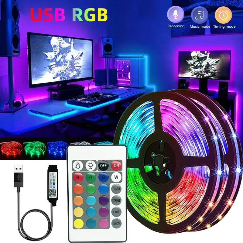 LED Strip Lights Wireless USB SMD 5V RGB Lamp Ribbon Flexible Lights For Room Decoration TV BackLight Diode Tape String Light
LED Strip Lights Wireless USB SMD 5V RGB Lamp Ribbon Flexible Lights For Room Decoration TV BackLight Diode Tape String Light