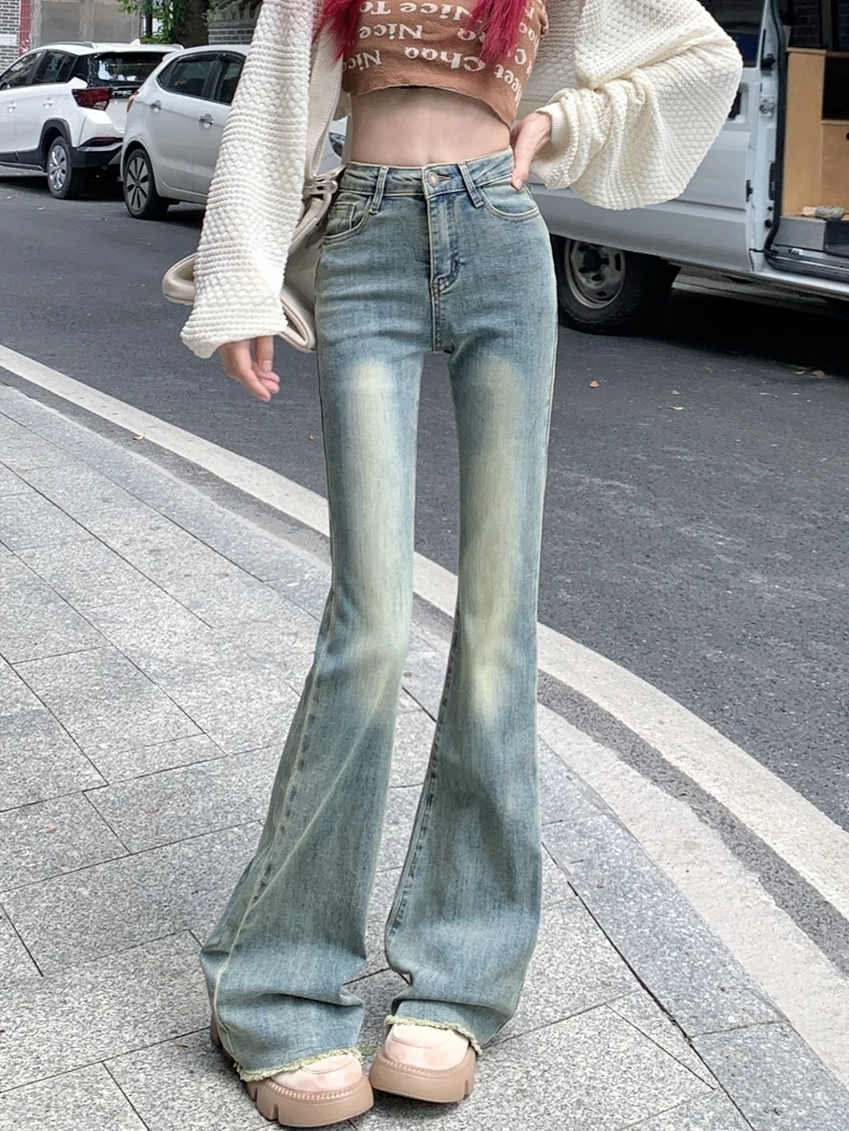 High Waist Retro Washed Bell Bottom Jeans Women's Summer Faded Elastic Slimming Floor Length Pants Blue Color Girls Jeans
High Waist Retro Washed Bell Bottom Jeans Women's Summer Faded Elastic Slimming Floor Length Pants Blue Color Girls Jeans