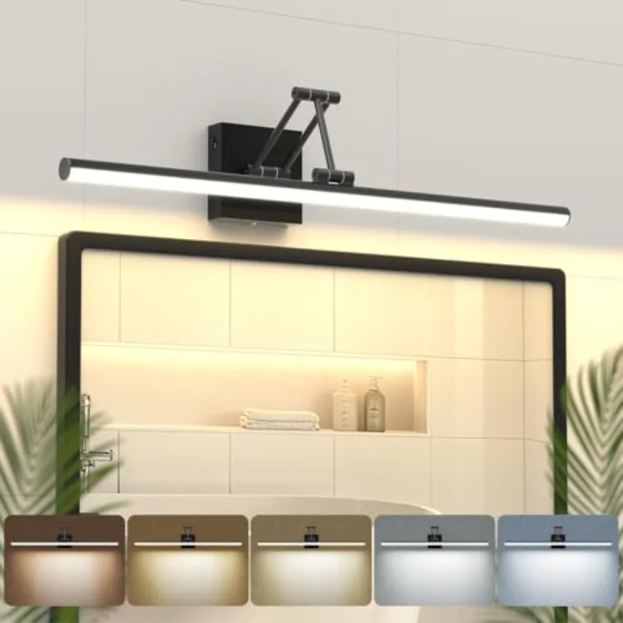 Morden Long Vanity Lights Black Bathroom Light Fixtures 360°Rotatable Bathroom Vanity Fixture Over Mirror with 5CCTandDimmable
Morden Long Vanity Lights Black Bathroom Light Fixtures 360°Rotatable Bathroom Vanity Fixture Over Mirror with 5CCTandDimmable