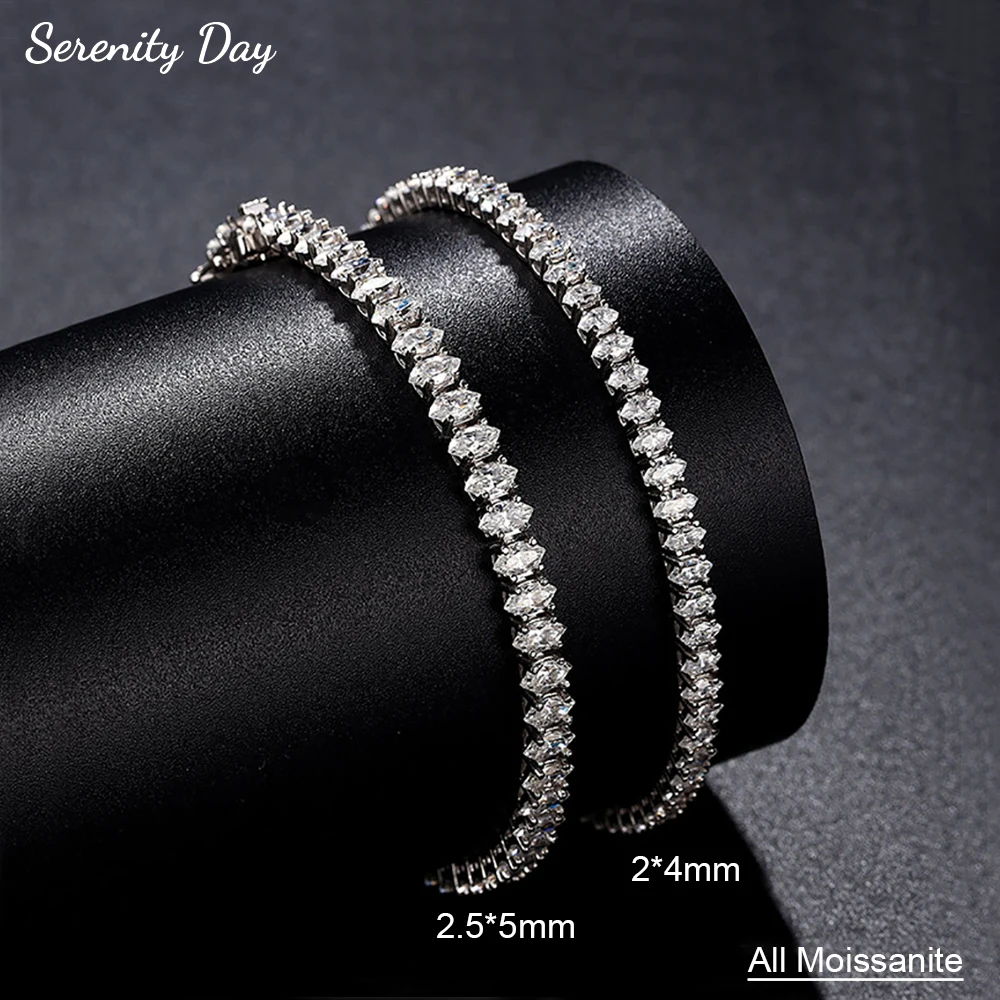 Serenity 2*4mm Marquise Cut All Moissanite Tennis Bracelet Women Men Sparkling D Color Hand Chain S925 Sterling Silver Jewelry
Serenity 2*4mm Marquise Cut All Moissanite Tennis Bracelet Women Men Sparkling D Color Hand Chain S925 Sterling Silver Jewelry