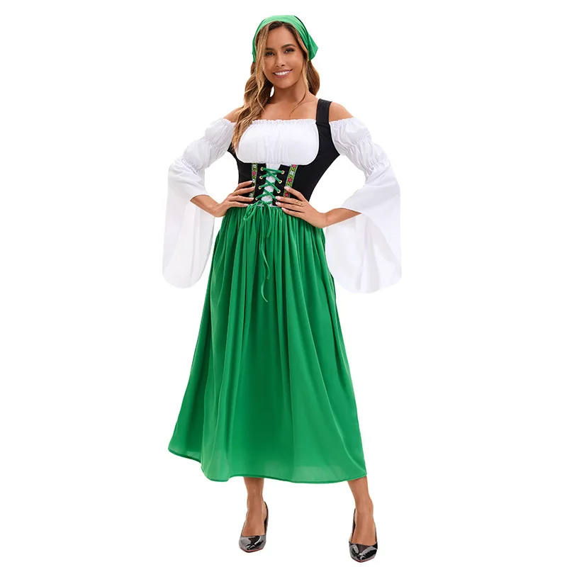 Medieval Farm Maid Dress Women Oktoberfest Costume Munich White Renaissance Shirt Long Sleeve Green Waist Belt Skirt Three Piece
Medieval Farm Maid Dress Women Oktoberfest Costume Munich White Renaissance Shirt Long Sleeve Green Waist Belt Skirt Three Piece
