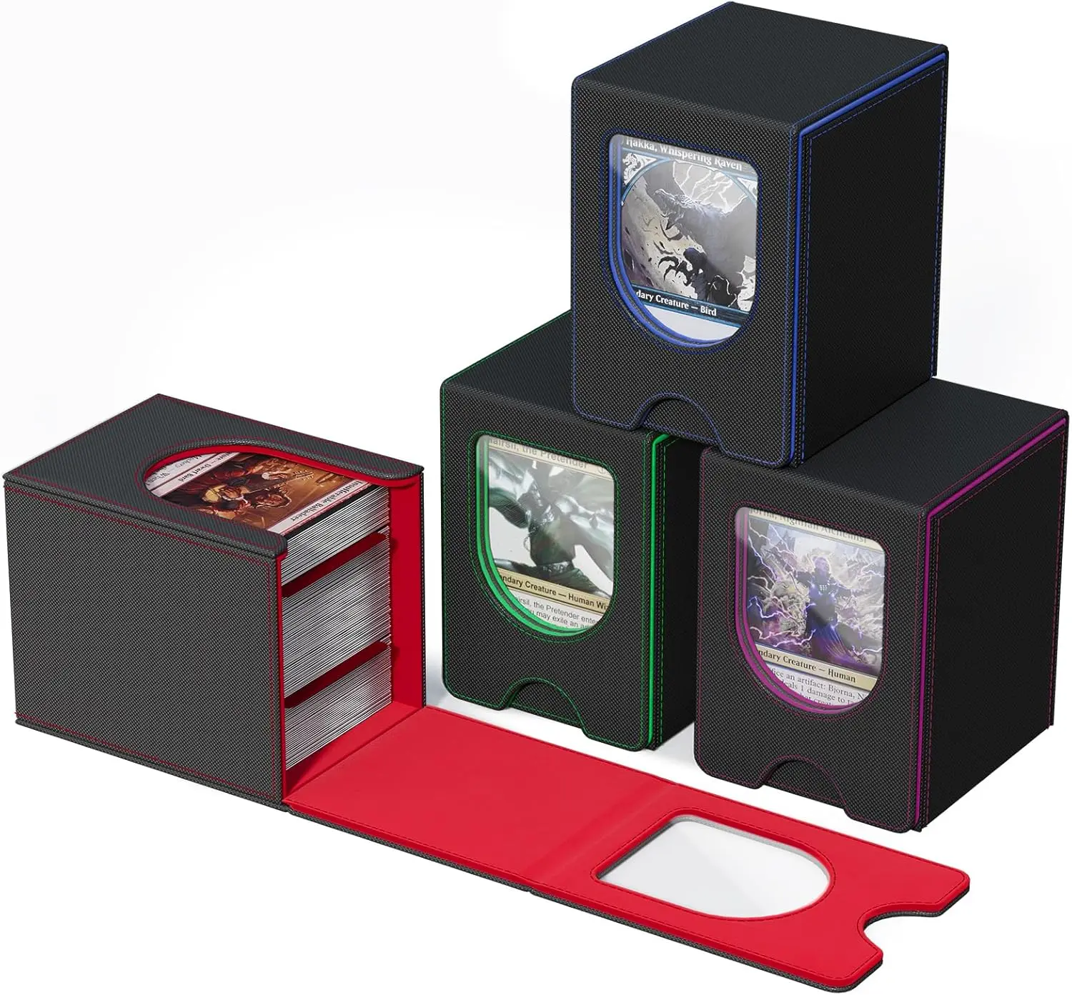 New windowed card storage box, capable of holding over 100 single set cards, with PU leather magnetic sealing, suitable for magi
New windowed card storage box, capable of holding over 100 single set cards, with PU leather magnetic sealing, suitable for magi