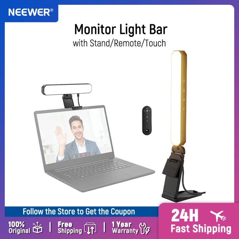 NEEWER Basics 6W Monitor Light Bar with Remote/Touch Control Bi Color Dimmable LED Desk Lamp for Video Conference Lighting
NEEWER Basics 6W Monitor Light Bar with Remote/Touch Control Bi Color Dimmable LED Desk Lamp for Video Conference Lighting