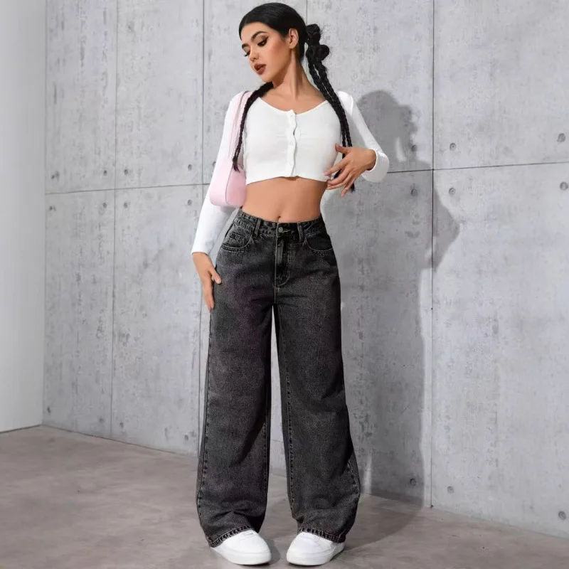 High Waist Wide Leg Loose Fit Light Wash Women's Jeans Straight Leg Pants Cotton Casual Trousers for Ladies Summer 2025
High Waist Wide Leg Loose Fit Light Wash Women's Jeans Straight Leg Pants Cotton Casual Trousers for Ladies Summer 2025