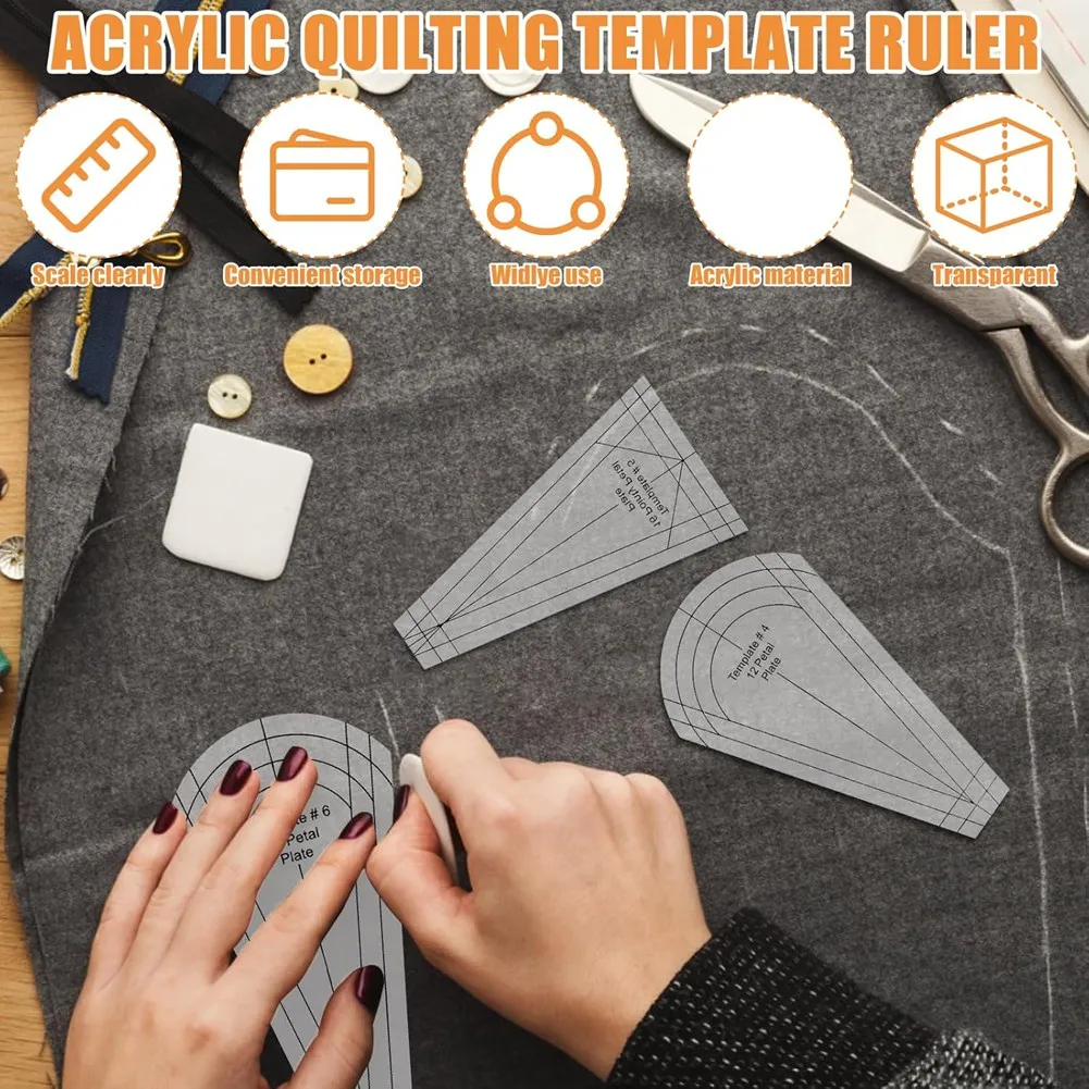 GYTB-Sewing Patchwork Ruler 10Pcs Plate Template For Quilting, For DIY Blanket Acrylic For Quilting Templates Ruler
GYTB-Sewing Patchwork Ruler 10Pcs Plate Template For Quilting, For DIY Blanket Acrylic For Quilting Templates Ruler