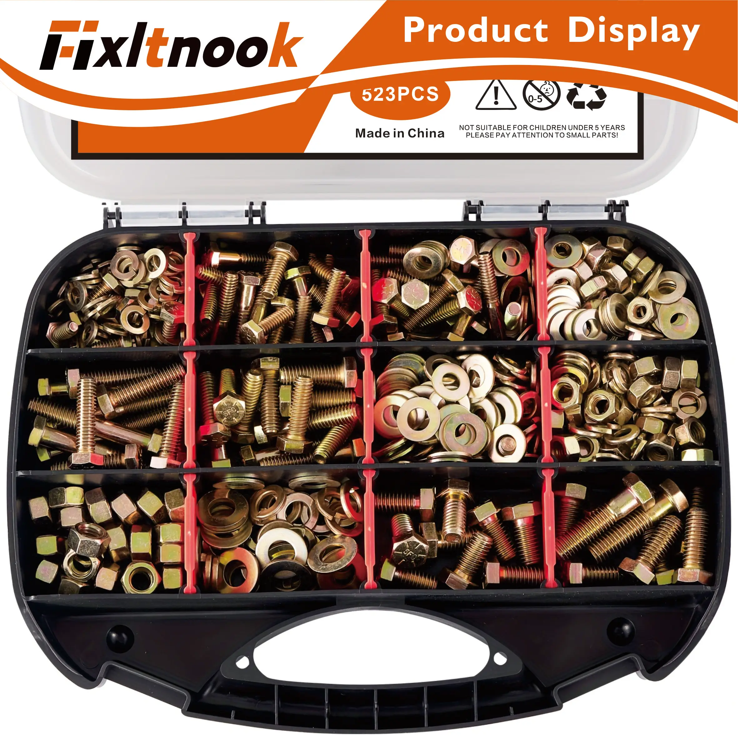 523PCS, Grade 8 bolt and nut classification set, heavy-duty nut and bolt classification, 1/4-20 5/16-18 3/8-16 SAE hex bolt
523PCS, Grade 8 bolt and nut classification set, heavy-duty nut and bolt classification, 1/4-20 5/16-18 3/8-16 SAE hex bolt