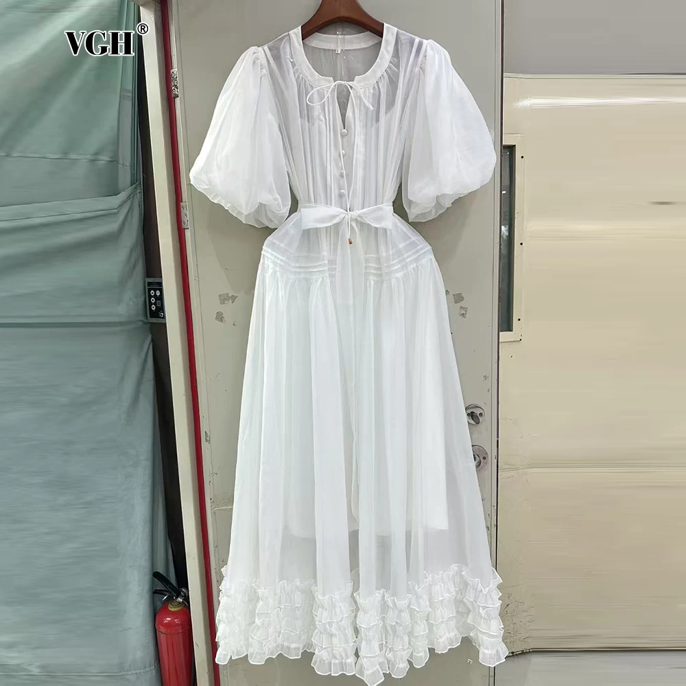 VGH Yellow Color Spliced Fungus Dresses for Women O Neck Short Sleeve High Waist Patchwork Bowknot Princess Dresses Female New
VGH Yellow Color Spliced Fungus Dresses for Women O Neck Short Sleeve High Waist Patchwork Bowknot Princess Dresses Female New