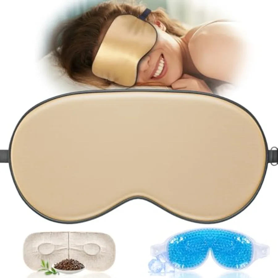 Silk Sleep Mask Light Blocking, Coolg Heated Eye Mask for Sleepg, Includes Silk Senna Seed and Gel Masks, for Migraine Dry Eye
Silk Sleep Mask Light Blocking, Coolg Heated Eye Mask for Sleepg, Includes Silk Senna Seed and Gel Masks, for Migraine Dry Eye