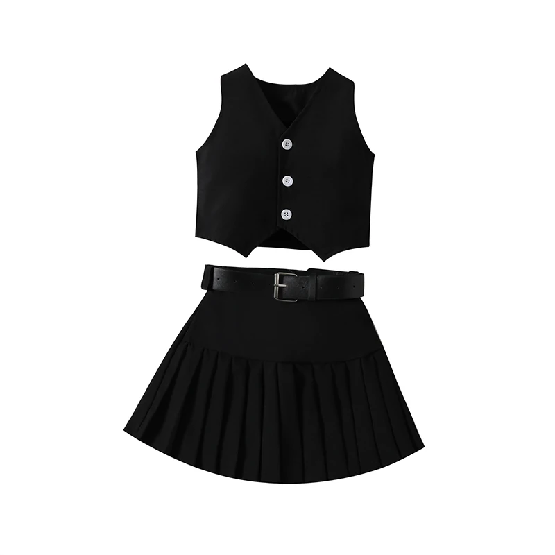 Kids Girl 2 Piece Outfit Solid Color Sleeveless Button Tank Tops and Pleated Skirt with Belt Set for Summer Clothes
Kids Girl 2 Piece Outfit Solid Color Sleeveless Button Tank Tops and Pleated Skirt with Belt Set for Summer Clothes