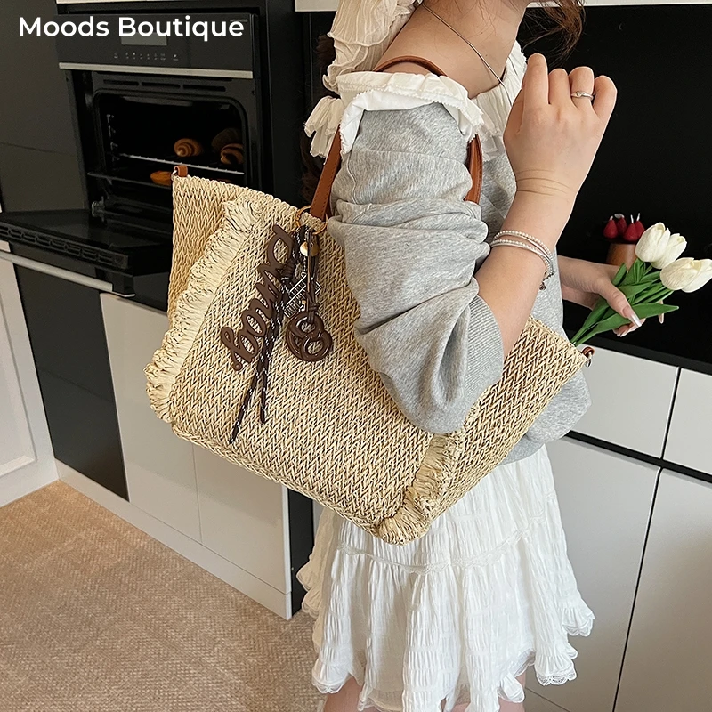 Large Sized Summer Beach Vacation Straw Knitted Tote Bag For Women Big Capacity Shopper Shoulder Crossbody Bag With Pendant 2026
Large Sized Summer Beach Vacation Straw Knitted Tote Bag For Women Big Capacity Shopper Shoulder Crossbody Bag With Pendant 2026