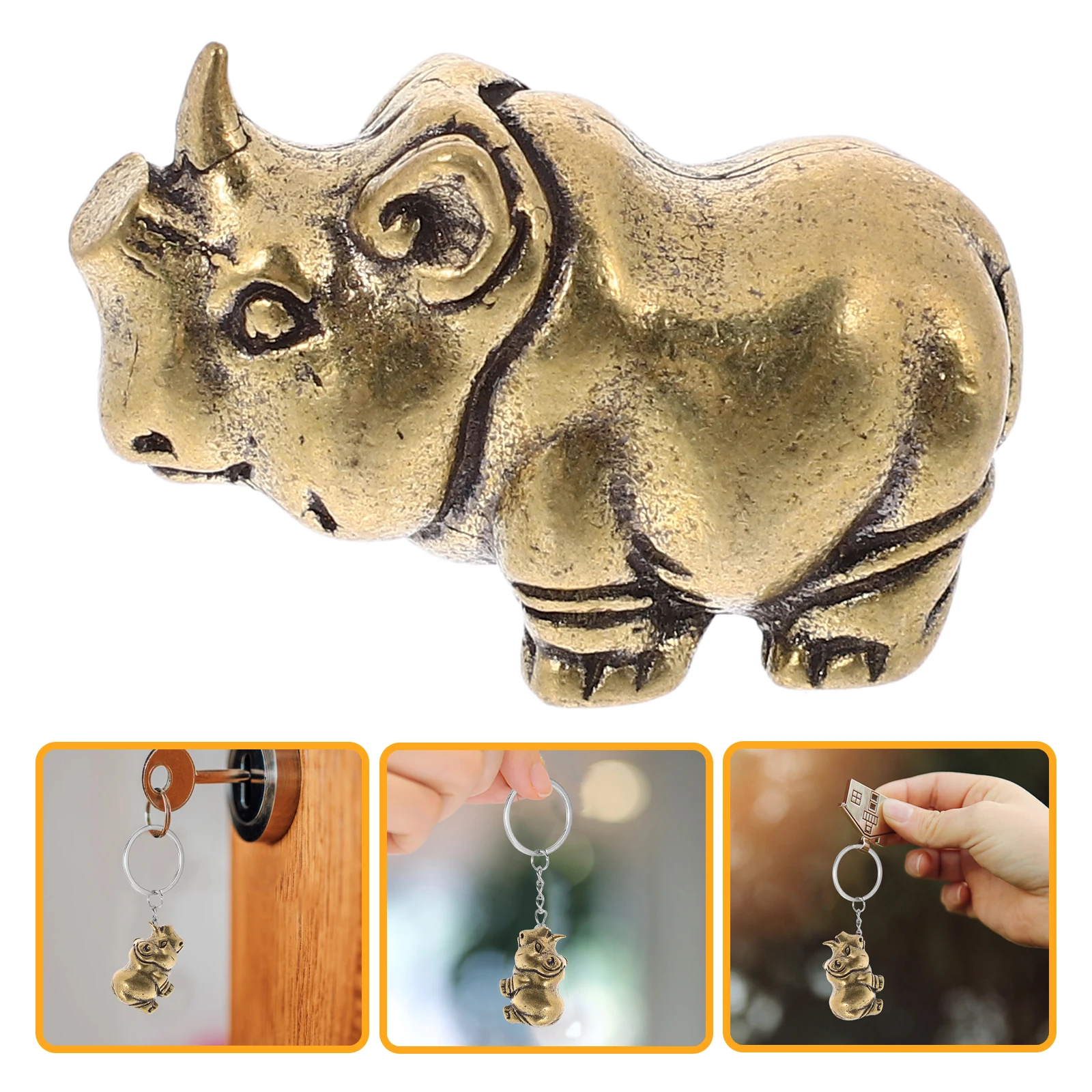 Copper Rhinoceros Keychain Pendant Retro Brass Craft Home Decor Small Figurine Car Key Chains Bag Pendant Key Pendants H made
Copper Rhinoceros Keychain Pendant Retro Brass Craft Home Decor Small Figurine Car Key Chains Bag Pendant Key Pendants H made