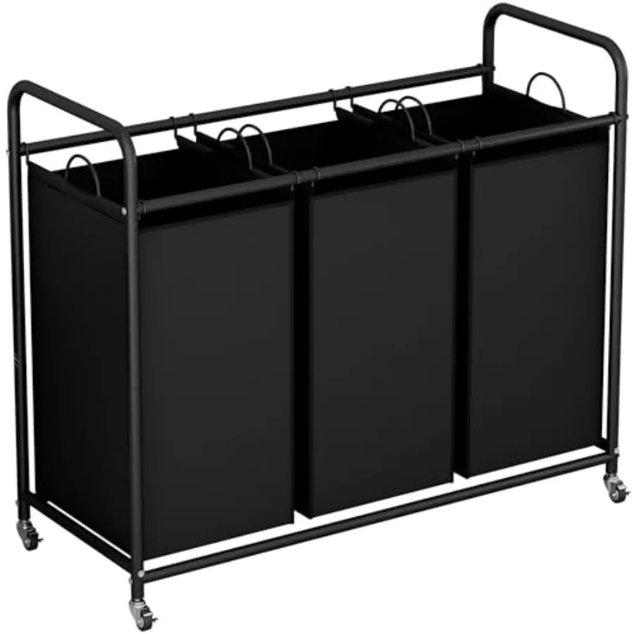 3-Bag Laundry Basket, Black Laundry Hamper, 5.6 Gal 15 L Laundry Sorter Cart Laundry Room Organization with Heavy Duty Rolling
3-Bag Laundry Basket, Black Laundry Hamper, 5.6 Gal 15 L Laundry Sorter Cart Laundry Room Organization with Heavy Duty Rolling