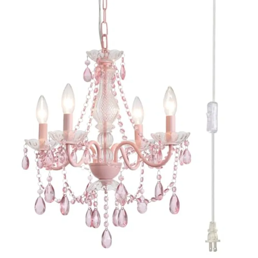 Plug in Crystal Pink Chandelier, Not acrylic Crystal, Mini 4 Lights for Girls Room, Pink Crystals Hanging Pendant Light with Cl
Plug in Crystal Pink Chandelier, Not acrylic Crystal, Mini 4 Lights for Girls Room, Pink Crystals Hanging Pendant Light with Cl