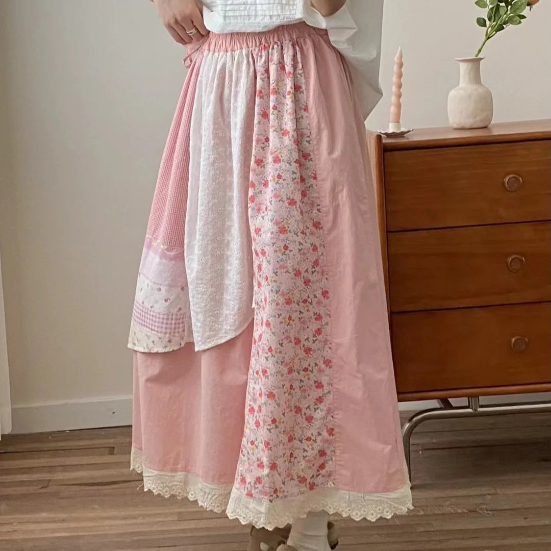 Japanese Sweet Mori Girl Floral Printed Embroidery Patchwork Skirts Women Summer Elastic Waist Asymmetric Casual Cotton Skirts
Japanese Sweet Mori Girl Floral Printed Embroidery Patchwork Skirts Women Summer Elastic Waist Asymmetric Casual Cotton Skirts