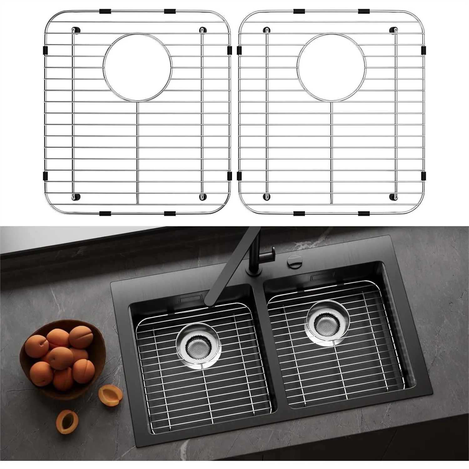 2 Pack Stainless Steel Sink Protectors for Kitchen Sink, 13.2x11.6 Inch Sink Grid with Rear Drain, Rust Resistant Grate with 2
2 Pack Stainless Steel Sink Protectors for Kitchen Sink, 13.2x11.6 Inch Sink Grid with Rear Drain, Rust Resistant Grate with 2