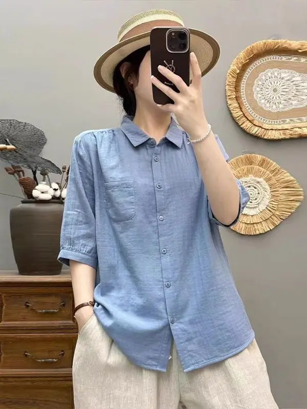 Slimming Effect Summer Thin Short Sleeve Shirt Special Large Size Korean Style for plus Size Women Breathable Comfortable Cas...
Slimming Effect Summer Thin Short Sleeve Shirt Special Large Size Korean Style for plus Size Women Breathable Comfortable Cas...