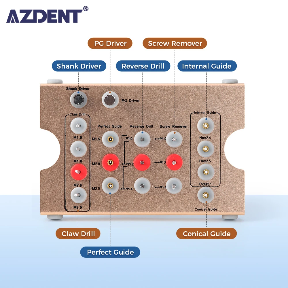 AZDENT Dental Implant Removal Kit Broken Screws Tool Universal Screw Extractor Set Golden Box Dentistry Restoration Instruments
AZDENT Dental Implant Removal Kit Broken Screws Tool Universal Screw Extractor Set Golden Box Dentistry Restoration Instruments
