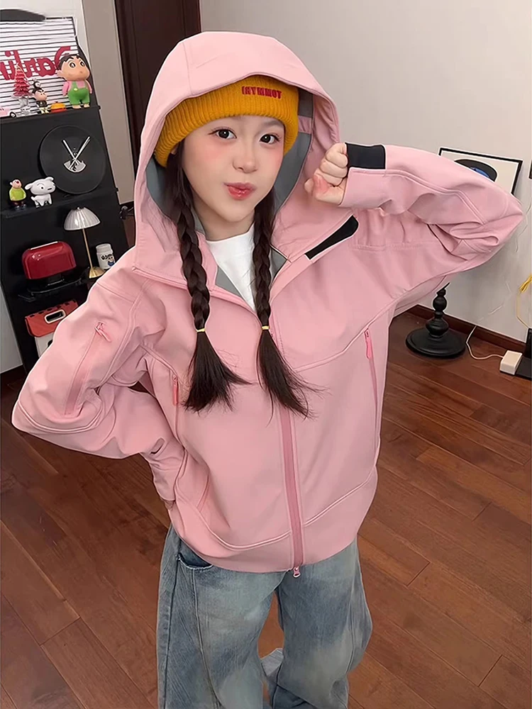 Dopamine Pink Women's Jacket Spring Autumn Climbing Outdoor Workwear Coat Hooded Mountain Climbing Jacket American Style Work...
Dopamine Pink Women's Jacket Spring Autumn Climbing Outdoor Workwear Coat Hooded Mountain Climbing Jacket American Style Work...