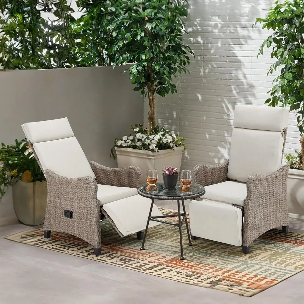 2-Piece Outdoor Wicker Recliner Set with 150° Adjustable Backrest, Rattan Armchairs, Removable Cushions, Ideal for Porch or Gard
2-Piece Outdoor Wicker Recliner Set with 150° Adjustable Backrest, Rattan Armchairs, Removable Cushions, Ideal for Porch or Gard