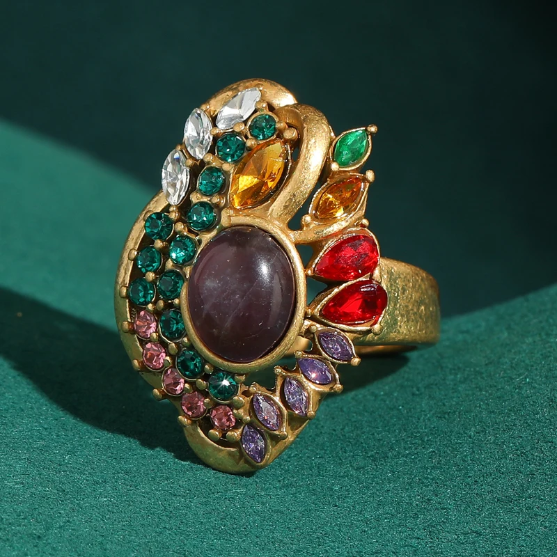 Vintage Oval Purple Rings Adjustable Colorful Crystal Rhinestone Accessories for Woman Engagement Antique Gold Plated Jewelry
Vintage Oval Purple Rings Adjustable Colorful Crystal Rhinestone Accessories for Woman Engagement Antique Gold Plated Jewelry