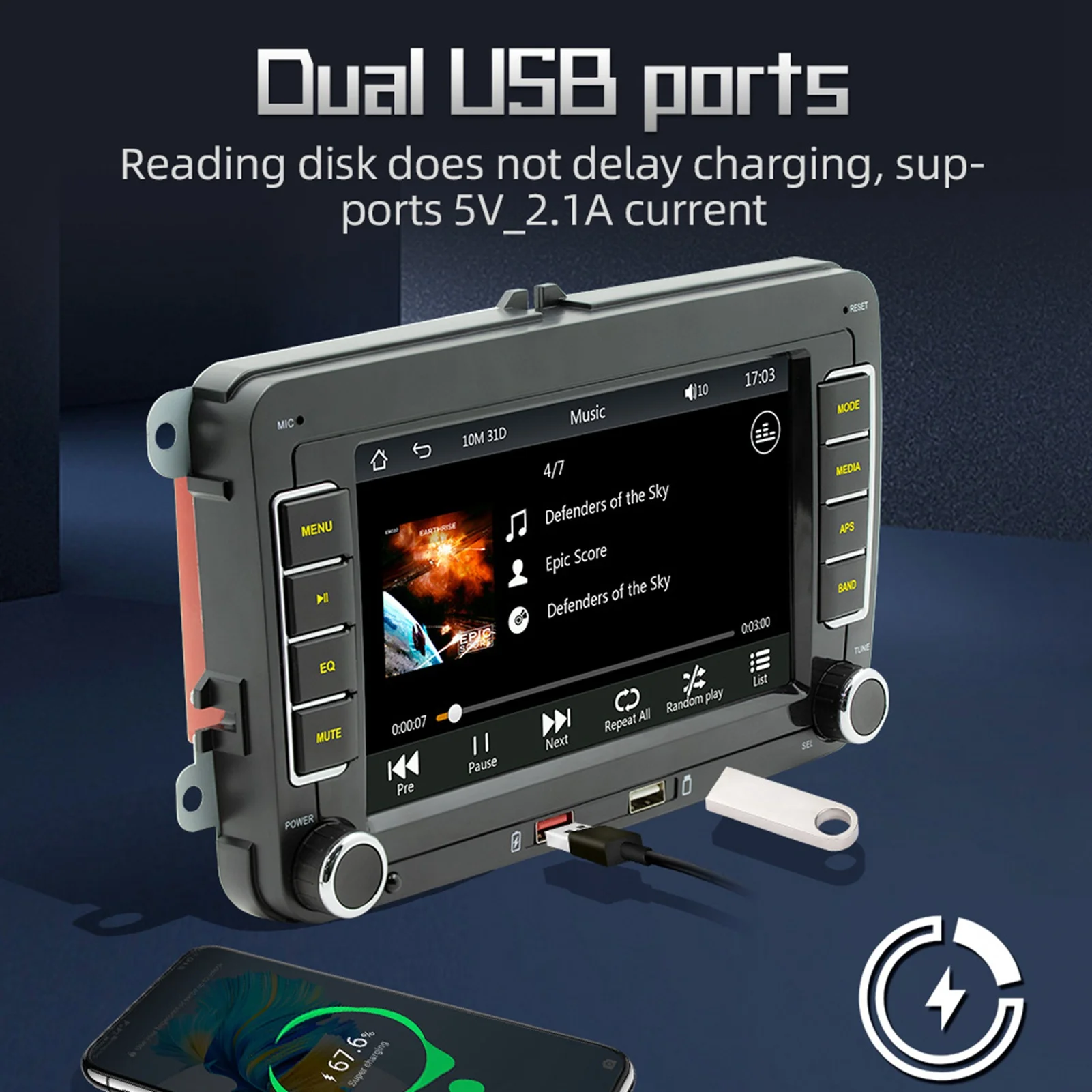 7 Inch Car Stereo MP5 Player HD Digital Touchscreen BT Connection Reversing Parking Auxiliary Tools For IOS/Andriod
7 Inch Car Stereo MP5 Player HD Digital Touchscreen BT Connection Reversing Parking Auxiliary Tools For IOS/Andriod