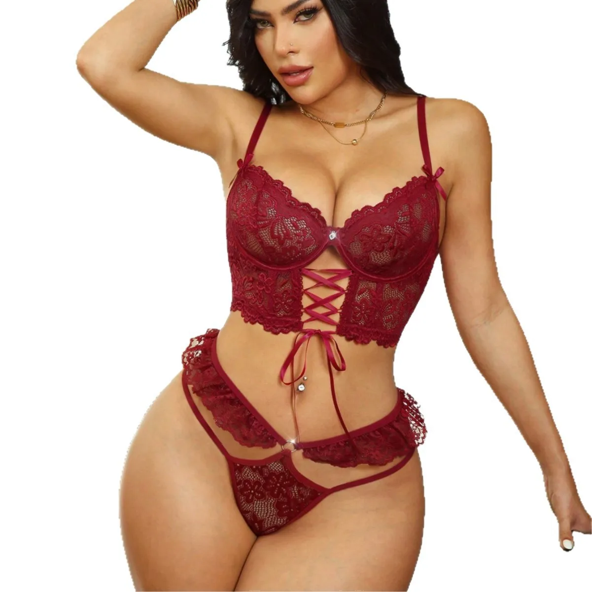 Sexy Bra And Thong Set Leisure Hot Hollow Lace Solid Color Strap Erotic Lightweight And Breathable Lingerie XDOK
Sexy Bra And Thong Set Leisure Hot Hollow Lace Solid Color Strap Erotic Lightweight And Breathable Lingerie XDOK