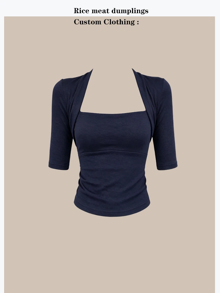 Slim Fit Bamboo Texture Long Sleeve Women's T-shirt Korean Style Cotton Polyester Blend Five-Quarter Sleeve Square Collar
Slim Fit Bamboo Texture Long Sleeve Women's T-shirt Korean Style Cotton Polyester Blend Five-Quarter Sleeve Square Collar